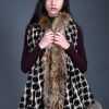 Black/Beige Square Net with Swarovski Raccoon Fur