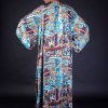 AZTEC BLUE/BEIGE/BURGUNDY DRESS
